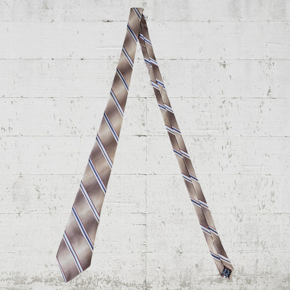 80s Vintage Van Heusen Bronze Brown Diagonal Striped USA Made Neck Tie 3.5 x 56 - Picture 2 of 5